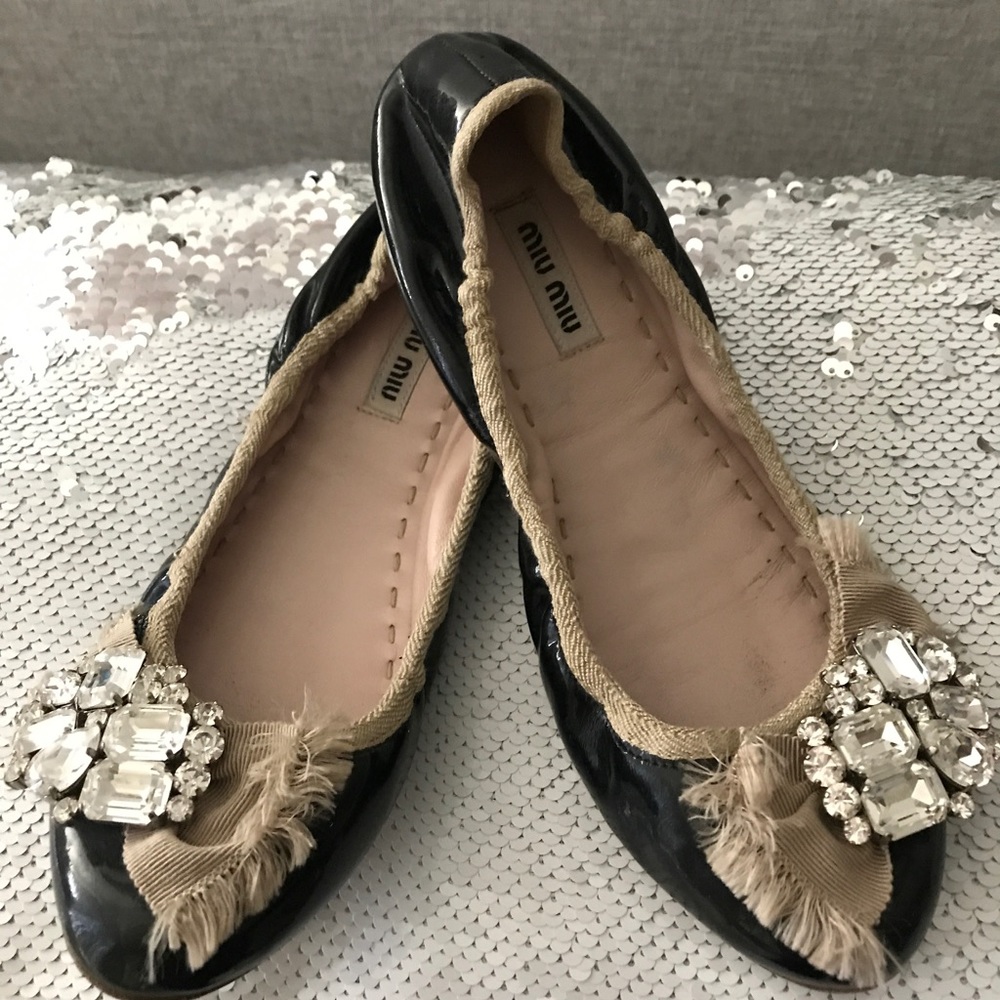 Miu Miu Prada ladies crystal flats size 7